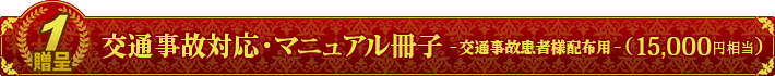 贈呈1 交通事故対応・マニュアル冊子 - 交通事故患者様配布用 - （15,000円相当）